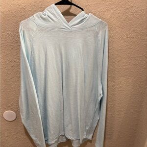 Light Blue Hooded Long Sleeve Top